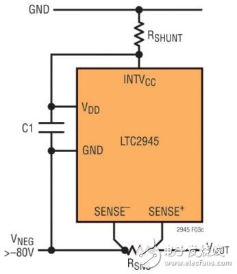  軌至軌電源監視高達 80V 或甚至更高的電壓