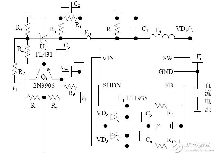 圖4 非隔離負電壓DC/DC開關電源硬件電路圖