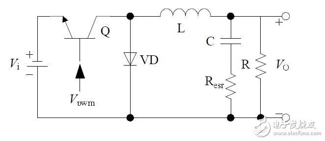 圖5 非隔離負電壓Buck開關電源等效功率級電路原理圖