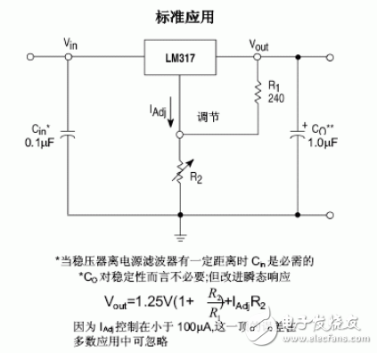 LM317穩壓器介紹、引腳圖、參數、工作原理及應用電路圖