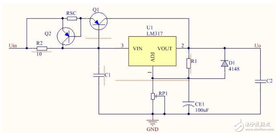 LM317穩壓器的限流保護電路