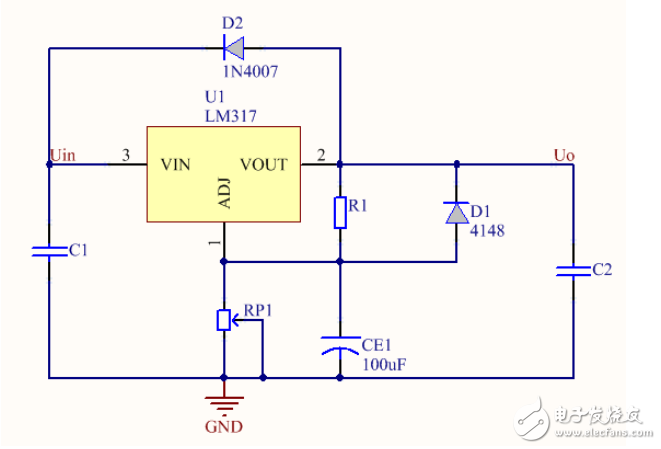 LM317穩(wěn)壓器的限流保護(hù)電路