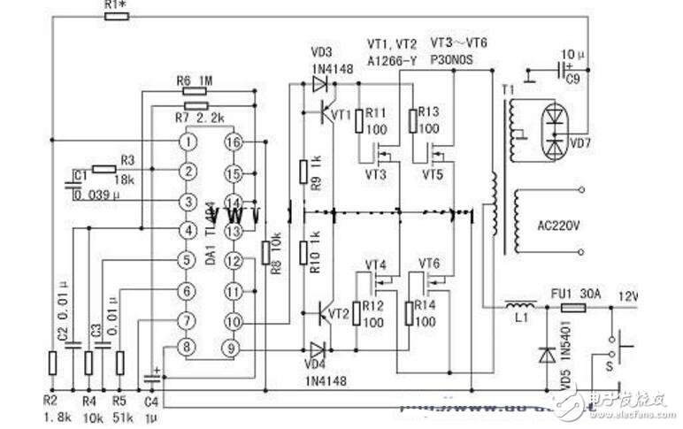 基于TL494的12V直流電壓轉變220V逆變電路