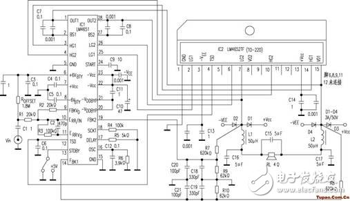 基于LM4651和LM4652的125WD類超低音功率放大器電路分析