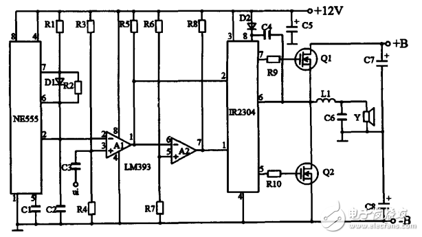 NE555與LM393實現(xiàn)脈寬調制的D類功放
