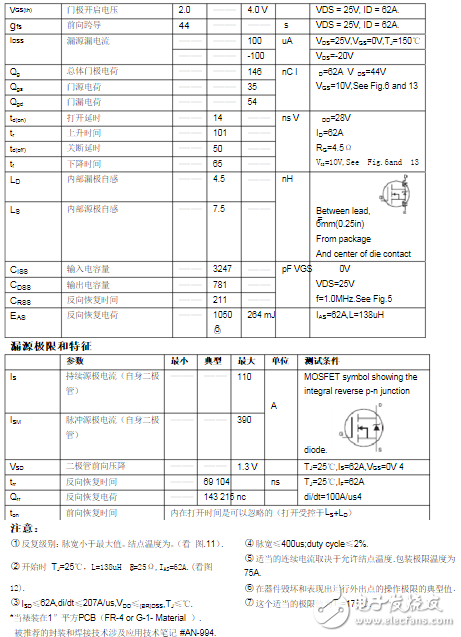 irf3205引腳圖和參數