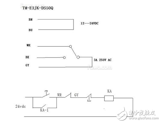 5線光電開關與接觸器接線圖