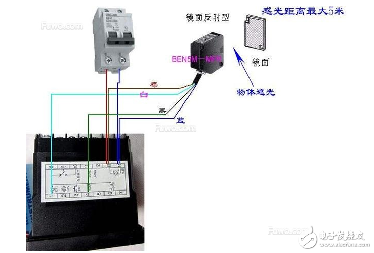 5線光電開關與接觸器接線圖