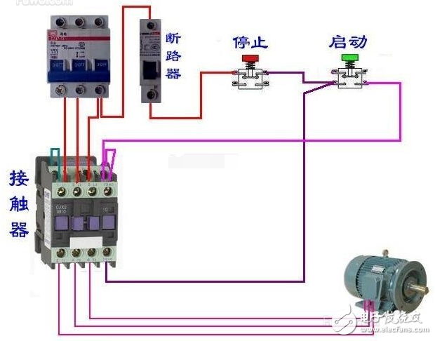 5線光電開關與接觸器接線圖