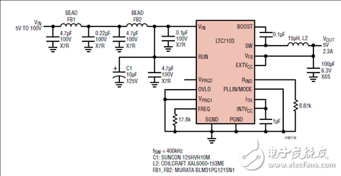 [原創] Linear LTC7103 105V 2.3A低EMI降壓穩壓器解決方案