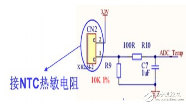 一種較為常規的使用NTC熱敏電阻采集溫度的方法