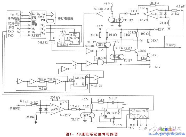 10KM遠距多個單片機的主從方式串行通信分析