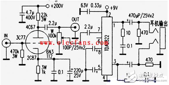 簡易電子管功放電路圖大全（6P3P\TDA2822\MC-275\6N5P電子管）