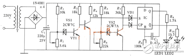 cd4013應用電路圖大全（觸摸開關電/定時器/繼電器/電源頻率檢測器）