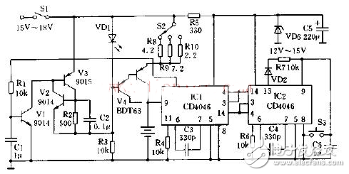 cd4046應用電路圖大全（金屬探測儀/頻率計/充電器/信號發生器）