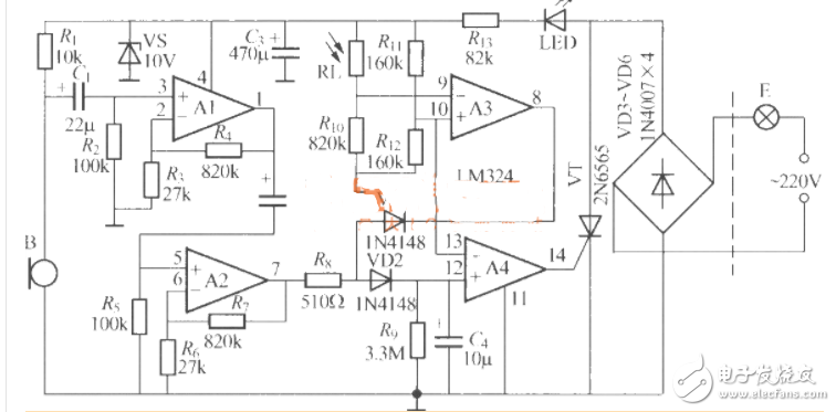 聲光控制電路圖大全（聲光控節能燈/延時節電燈/聲光控樓梯延遲開關電路）