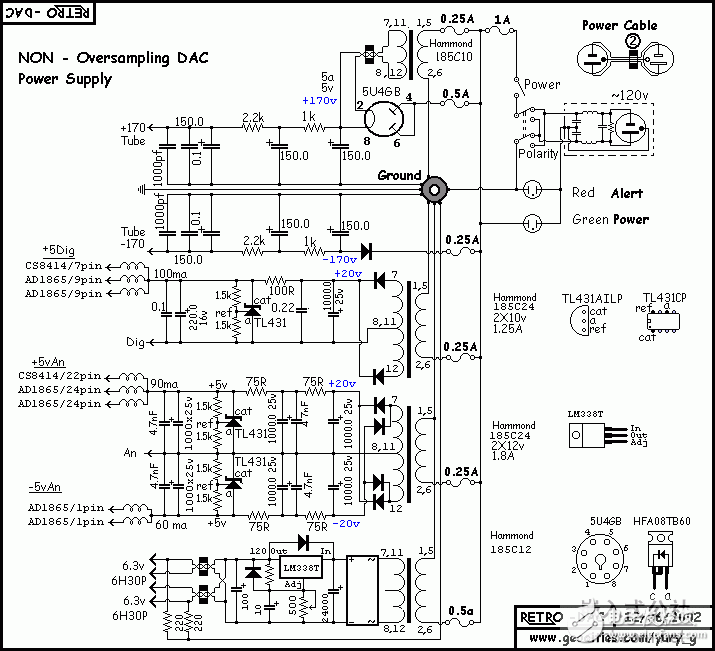 經典膽機線路圖集CS8414+AD1865的PP輸出(電源).gif