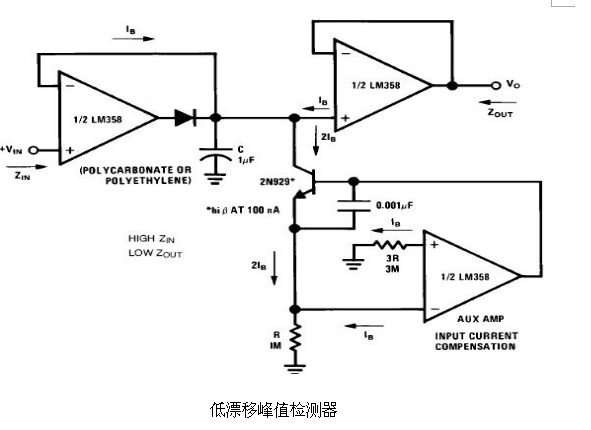 6種簡單電路圖之LM358應用電路圖（直流耦合低通RC有源濾波器 低漂移峰值檢測器）