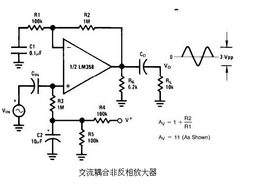 6種簡單電路圖之LM358應用電路圖（直流耦合低通RC有源濾波器 低漂移峰值檢測器）